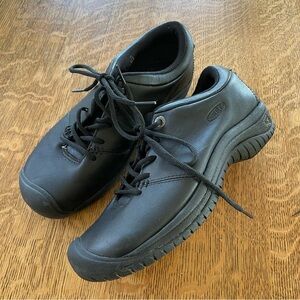 Keen Women's PTC Oxford black leather lace up sneaker tennis shoes